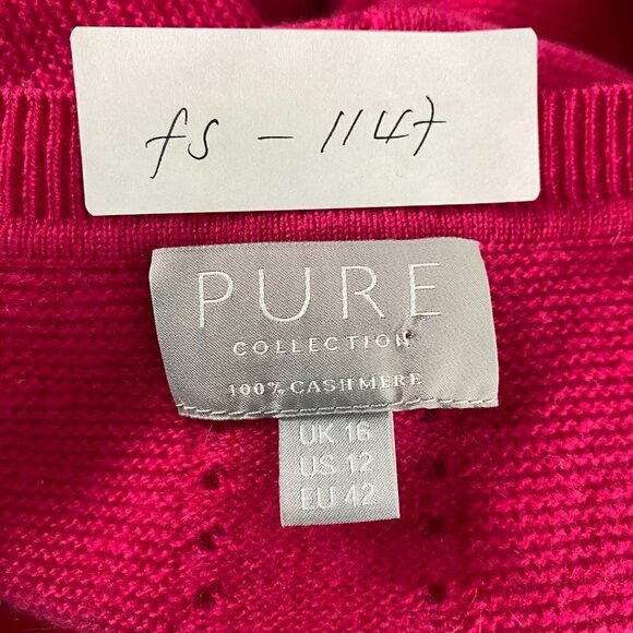 Pure Collection Cashmere Sweater Womens Size 12 Pink Solid FS-1147 - Picture 2 of 8